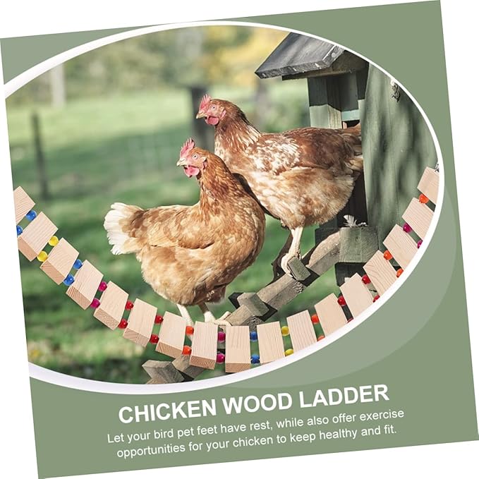 POPETPOP Chicken Coop Toys Chicken Swing Perch Wood Stand Toy Ladder Rooster Decor Roosting Bars