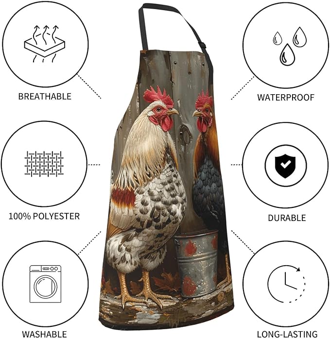 Kitchen Aprons for Men Women Waterproof Apron with 2 Pockets Cool Steampunk Gears Apron Adjustable Bib Aprons