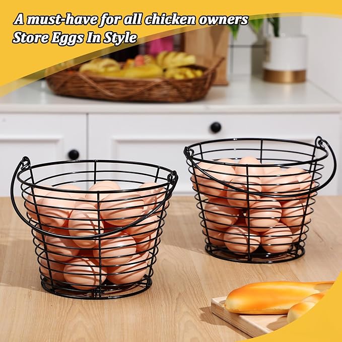 Tandefio 8 Pcs 8" Egg Basket for Storage Collecting Carrying and Transporting Chicken and Duck Eggs, Farm Grade Wire Storage Basket