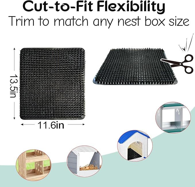 Washable Nesting Pads for Chicken Coop, Chicken Nesting Boxes for Laying Eggs, Laying Pads for Hens, Reusable Nest Mats, Black 4 Count