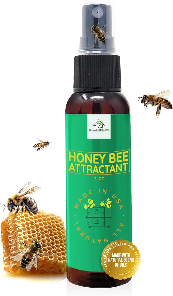 Honey Bee Attractant Spray - Bee Hive Lure for Gardens, Beehives, Flowers & Fruit Trees with Natural Lemongrass Oil Formula, Easy to Use for Beekeepers & Pollinator Support - 2 oz