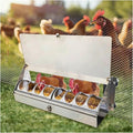 Stainless Steel Automatic Chicken Feeder, with Lockable Lid No Spill Poultry Feeder, No Waste Automatic Feeder Trough for Fowl Pheasant Outdoor