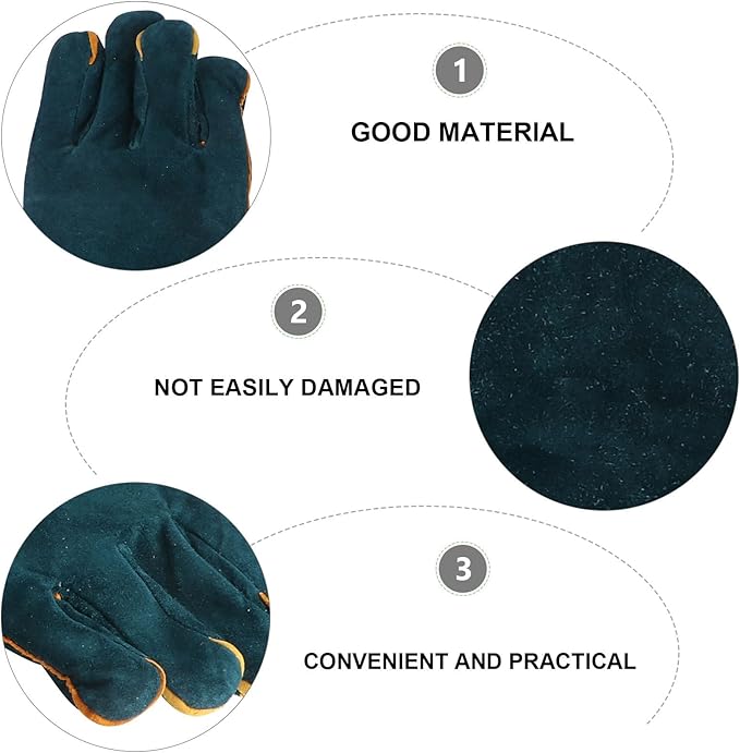 DOITOOL 60cm Long Sleeve Cowhide Welding Gloves Fireproof Leather Working Gloves Anti-bite Heat Resistant for Animal Handling and Outdoor Use