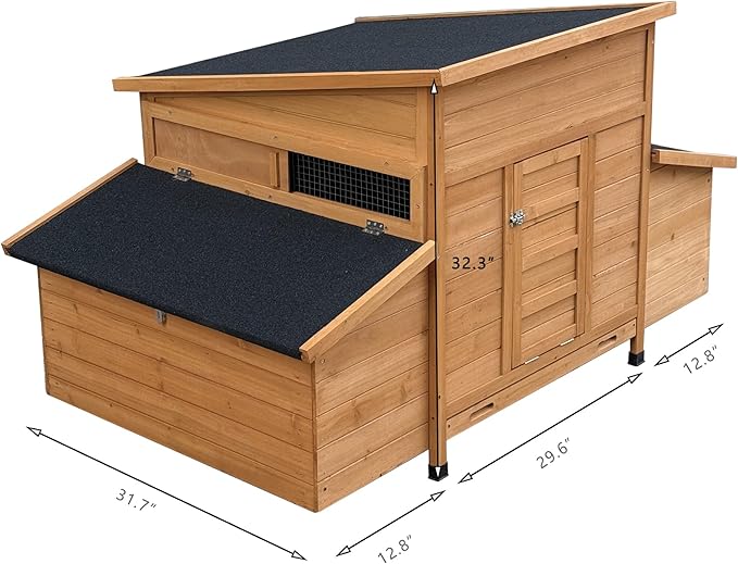 RUNVA Chicken Coop, Large Wooden Chicken Hutch with 6 Nesting Boxes, Outdoor Hen House,Small Animal Cages, Duck Houses