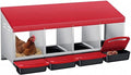 Chicken Nesting Boxes with Rollout Egg Collection – 4-Compartment Metal Hen Nest Box with Removable Trays, Slanted Roof & Ventilation, Wall Mount or Standing for Backyard Poultry Coop, Red