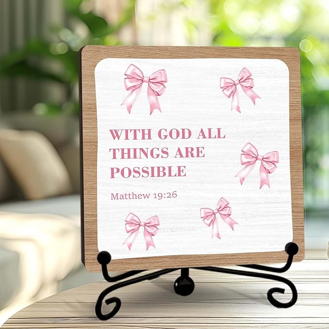 Home Living Room Table Decor, Christian Gifts, Boho Office Decorations, With God All Things Are Possible, Coquette Decoration, Christian Girl Room Decor -A05