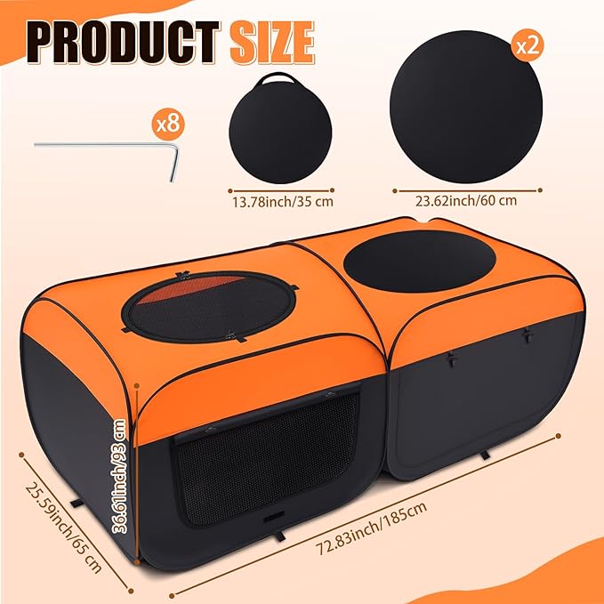 LemonRoad Large Chicken Brooder Box for Chick Starter Kit, Holds up to 50 Chicks, 73x36x26 Inch, Upgrade Dual Door, Top Shading Design, Chick Brooder Pen/playpen/Baby Chicken, Bottom Non-Detachable