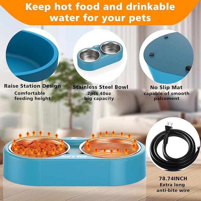 Outdoor Heated Dog & Cat Bowl - Smart Thermal-Dish for Pets, Provides Drinkable Water & Food in Winter (116 OZ)