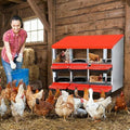 GarveeLife 8 Holes Chicken Nesting Boxes, Nesting Boxes for Chickens, Chicken Laying Box with Leg and Lid Cover, for Chicken Coop to Protect Eggs, Red