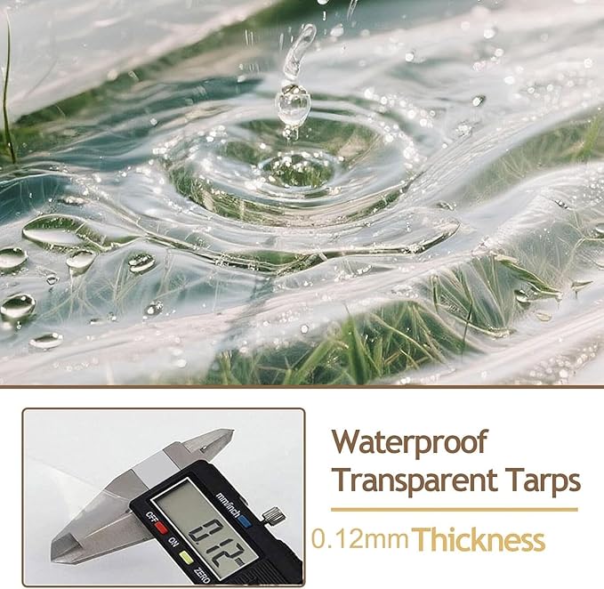 17x19 FT Heavy Duty Clear Waterproof Tarp, Transparent Vinyl Tarpaulin with Reinforced Grommets for Outdoor Garden Greenhouse, Patio, Porch, Chicken Coop, Camping Cover