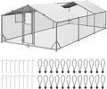 20x10FT Large Metal Chicken Coop, Functional Split Door Chicken Coop Run with Cover & Hardware Cloth,Heavy Duty Chicken Pen with Aluminum Frame, Easy Setup Animal Run for Hen, Duck, Goat