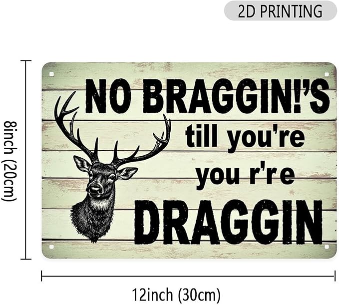 Deer Hunting Saying Tin Sign Vintage Hunting And Fishing Metal Sign Print Aesthetic for Garden Yard Bar Porch Home Bedroom Kitchen Wall Decor Gift 8 X 12 in