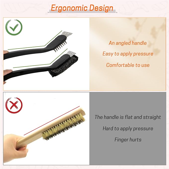 Grill Brush with Scraper Set 2 PCS Stainless Steel Wire Brush with Spatula and Bristle Free Steam Cleaner for BBQ Grill Cleaning Barbeque Grill Brushes