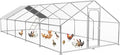 Large Metal Chicken Coop with Roosting Perch, Waterproof and UV Protection Cover, Chicken Run Outdoor Walk-in Cage Chicken Rabbit Duck Hen House, Spire Roof (10'W x 32.8'L x 6.4'H)