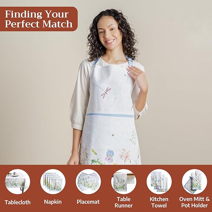 Maison d' Hermine 100% Cotton Apron for women with Pocket Kitchen Chef Apron for Men Cooking Easter Decorations