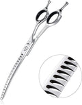 PURPLEBIRD 6.5 Inch Downward Curved Dog Grooming Scissors Pet Chunker Shears Professional Safety Blunt Tip Trimming Shearing for Dogs Cats Face Paws Limbs Japanese Stainless Steel Silver