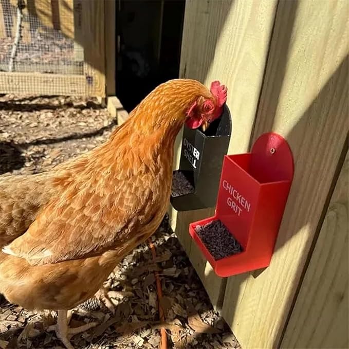 Gravel Feeder - Oyster Shell and Grit Feeder, Versatile Oyster Shell Feeders for Chickens,Hanging Chicken Feeders Trough,Precision Nutrition, Chickens Coop Accessories for Poultry (Red)