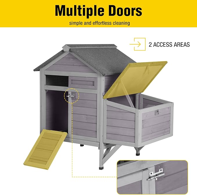 Aivituvin Chicken Coop with Nesting Box and Leak-Proof Tray, Outdoor Wooden Poultry House for Chickens, Rabbits, Ducks