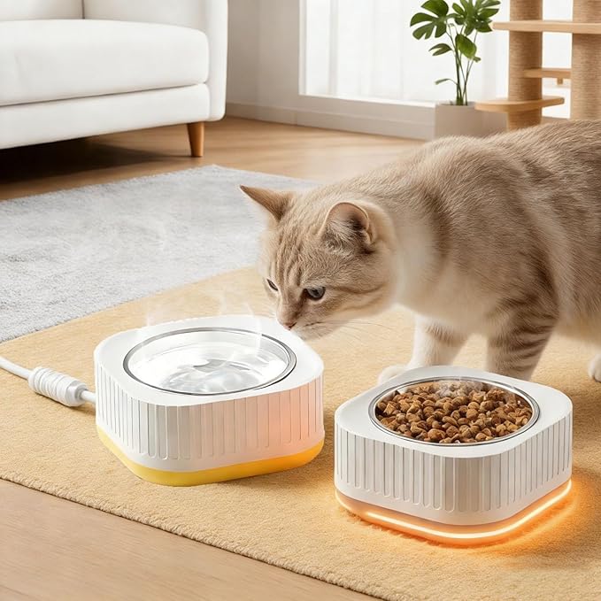 Heated Pet Bowl, Heated Water Bowl for Dogs and Cats Outdoors,Thermostatic Control Pet Heated Bowl for Winter for Dogs, Cats, Chickens, Ducks, Squirrels, Rabbits, Birds, and Animals
