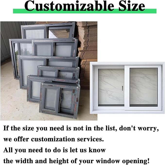 Black Aluminum Frame Garage House Window, 24x12in / 61x30cm Security Sliding Window Home, 50 48 46 44 40 38 36 34 32 30 28 26 24 Inch, Vinyl Basement Slider Replacement Window