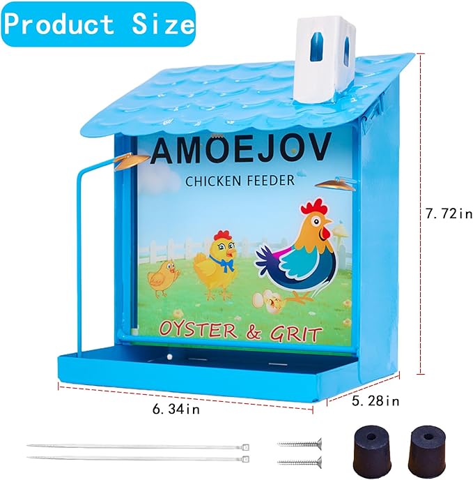 Chicken Grit and Oyster Shell Feeder for Hens,Metal Automatic Chicken Feeder,Chicken coop Accessories, Suitable for Quail, Pigeons, Doves, Chicks, and Adult Chickens