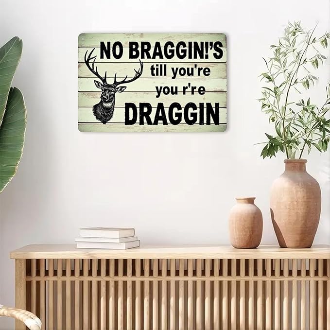 Deer Hunting Saying Tin Sign Vintage Hunting And Fishing Metal Sign Print Aesthetic for Garden Yard Bar Porch Home Bedroom Kitchen Wall Decor Gift 8 X 12 in