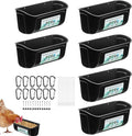 6 Pack Chicken Duck Feeder, Poultry Feeders and Waterers, Hanging Goat Feeder, Livestock Feeding Container, Feed Trough and Waterer Bucket with Clips(Black)