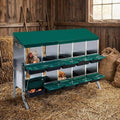 GarveeLife Chicken Nesting Box, 10 Compartments Nesting Boxes for Chickens, Chicken Laying Boxes with Metal Leg, Roll Away Nesting Box for Chickens Laying Egg to Protect Eggs, Green