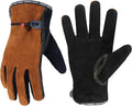 HANDLANDY Leather Work Gloves for Men and Women, Utility Tough Cowhide Glove