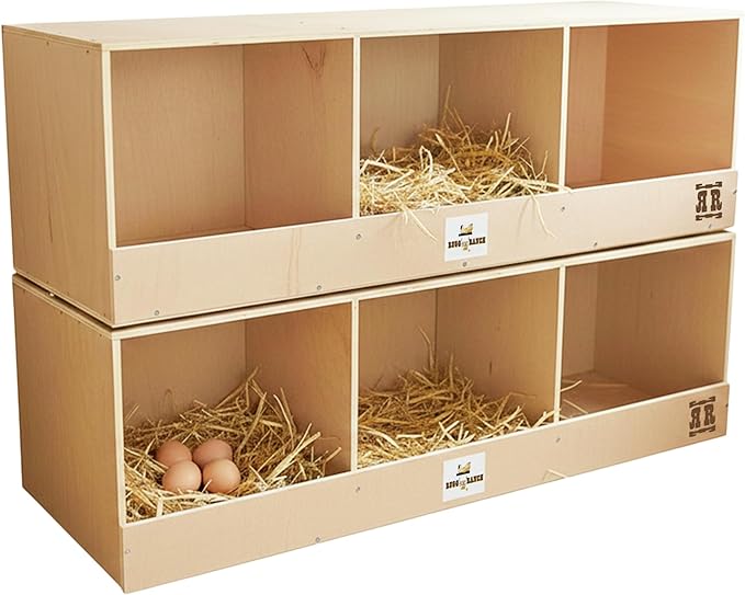 Rugged Ranch 2-Pack Triplex 36"x12"x12" Triple-Compartment Hen Nest Cubbies for 6 to 12 Hens - Wooden Chicken Coop Accessories for Interior Use, Furniture-Grade Wood, Easy Assembly
