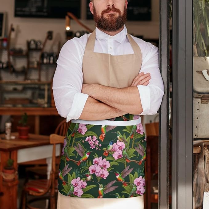 Unisex Chef Waiter Apron Waist Half Short Serving Aprons with 3 Pockets