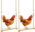 Chicken Swing Toy, 2 Pack Chicken Toys, Wood Chicken Swing Toy, Wood Chicken Swing for Chickens Rooster Poultry Parrots