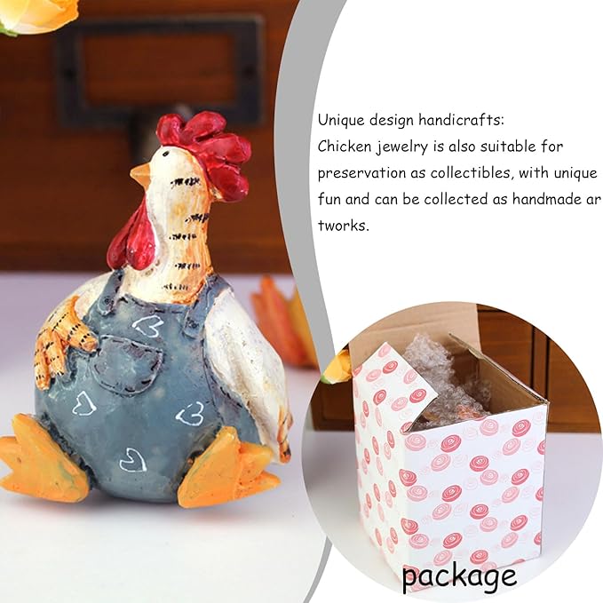 Chicken Statue Pack 2 Chicken Figurine Chicken Shape Craft Decorative Miniature Lovely Figurines Garden Home Decoration Easter Valentine