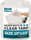 TARPAL 10'x10' Clear White Tarp Heavy Duty Waterproof 12mil with Grommets or Zip Ties for Small Greenhouse for Outdoors Garden,Farm,Chicken Coops