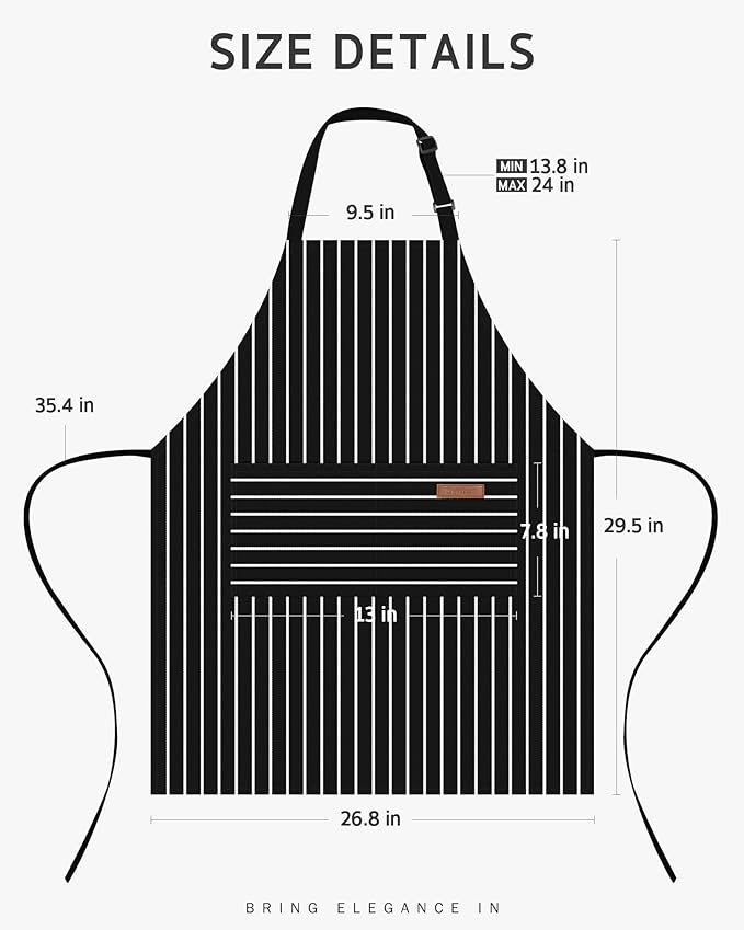 Syntus Adjustable Bib Apron with 2 Pockets Cooking Kitchen Aprons for Women Men Chef