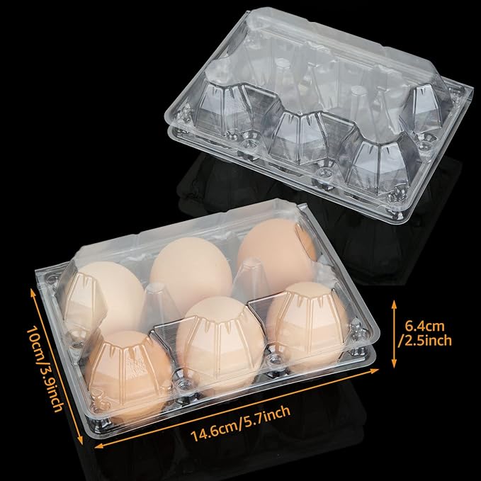 100PCS Egg Cartons Cheap Bulk, Each Holds Half Dozen Eggs (6 Eggs), Plastic Chicken Egg Tray Holder for Family Pasture Farm Market
