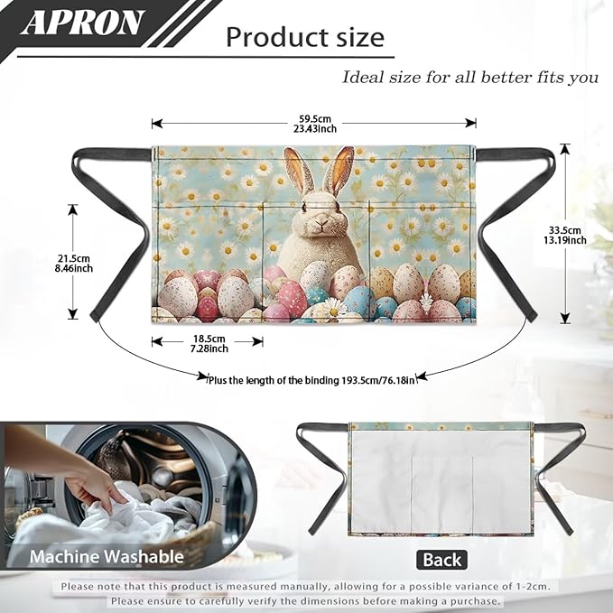 Waist Apron with 3 Pockets Waterproof 13 Inch Short Half Waist Aprons Women Men Server Aprons Waitress Waiter Apron