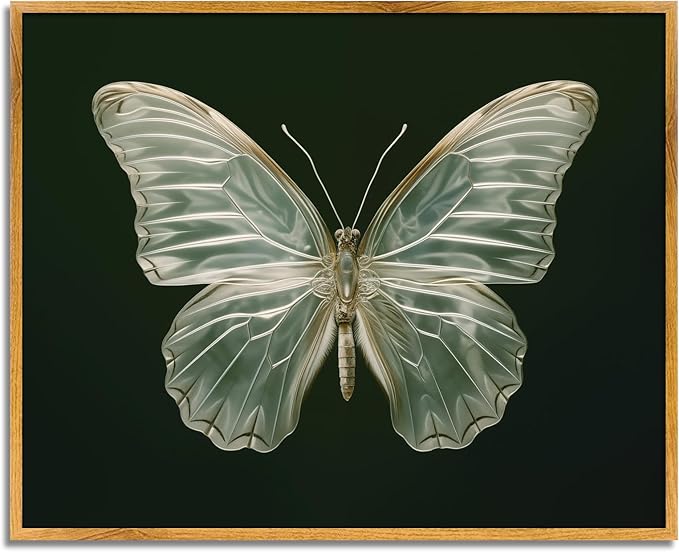 Vintage Butterfly Canvas Wall Art Morpho Butterfly Poster Dark Moody Sage Green Insect Prints Framed Antique Moth Painting Vintage Green Picture for Cottagecore Living Room Bedroom Decoration