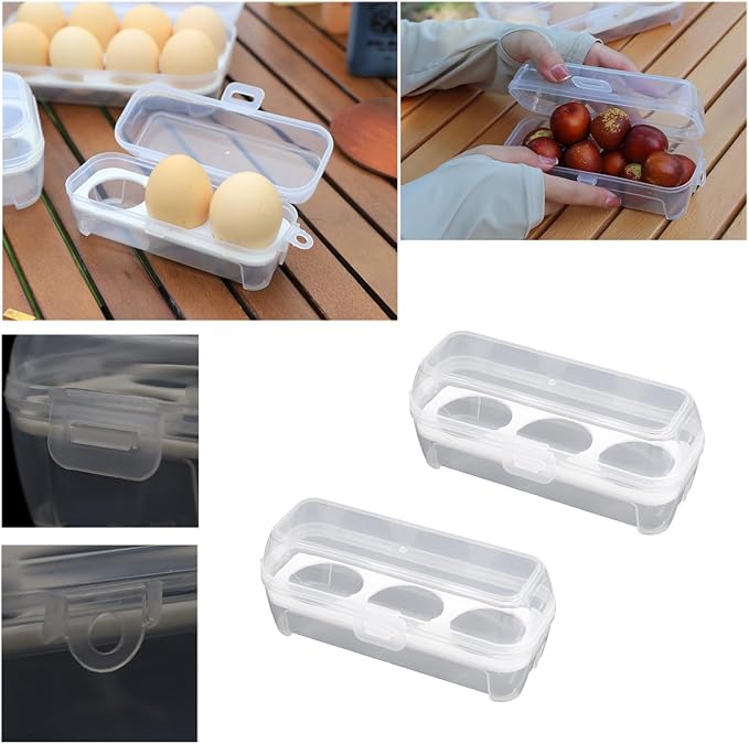 2 Pack Camping Egg Carrier 3 Grids Storage Container Portable Shockproof Eggs Protective Case Box Organizer Tray for Hiking Trekking Camper Outdoor Trip Picnic Kitchen Refrigerator