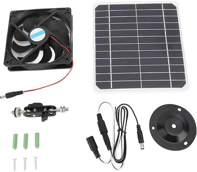 Solar Exhaust Fan, 20W Quiet Monocrystalline Solar Panel Ventilation Fan with Bracket for Chicken Coop Pet House