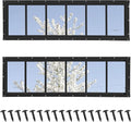 Shed Windows 2 Pack, Transom Windows 10" x 35" with Tempered Glass, Garage Doors Window for Shed, Chicken Coop, Playhouse, Household (Black)