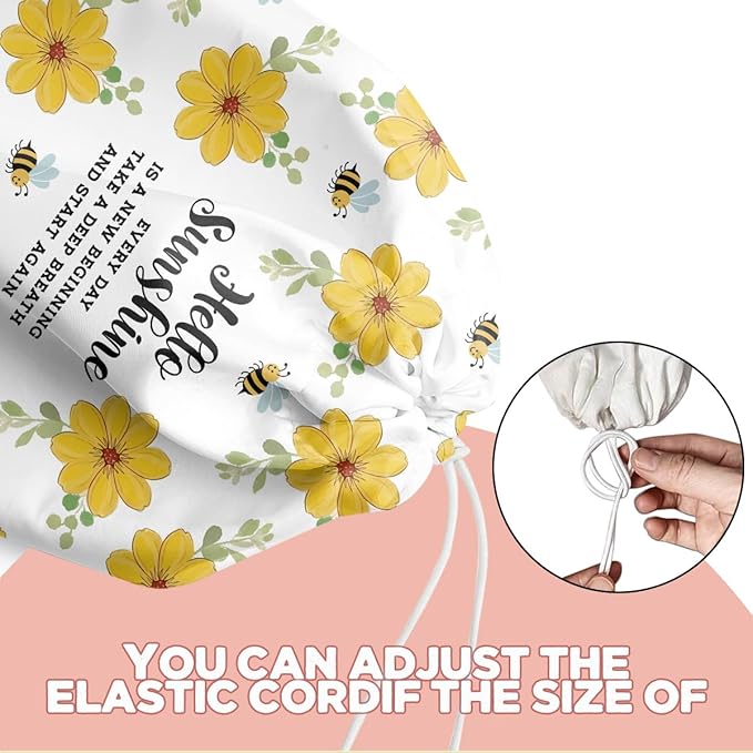 Flower Plastic Bag Holder, Wall Mount Grocery Bag Holder, Plastic Storage bag, Flowers Storage Organizer Grocery Bags, Pull Rope Free Adjustment, Bee Gifts for Women Mom Grandma