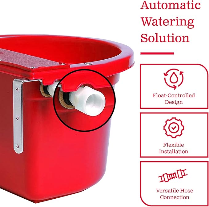 Little Giant FW16RED 4 Gallon Capacity Automatic Float Controlled Waterer Animal Horse & Cattle Livestock Water Trough, Red (3 Pack)