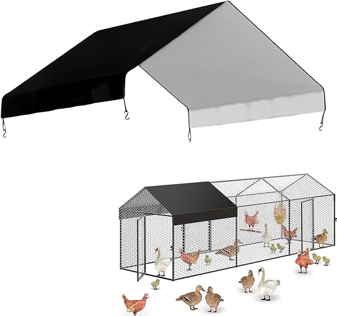 Chicken Coop Cover, Waterproof Chicken Runs Cover For Winter, Chicken Coop Fence Insulation Shed Cloth, 57 X 43 In, Easy To Install, Black