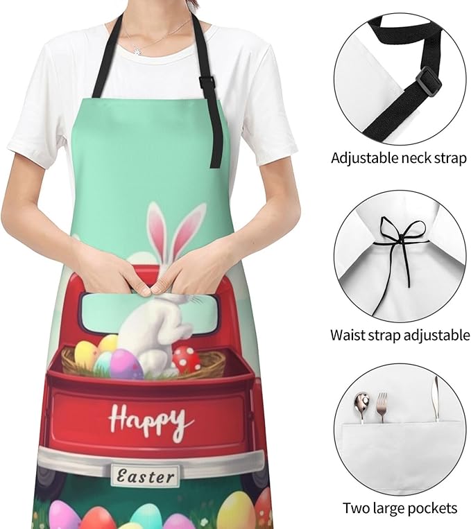 Shark Jumping Home Aprons 2 Pockets 33"×28" for Men Women, Ocean Sea Waterproof Kitchen Cooking Bib