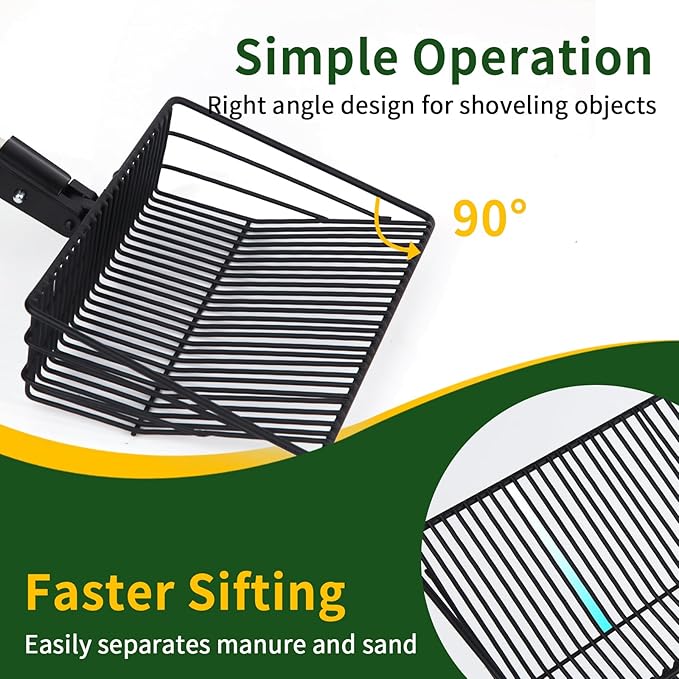 Owfeel Chicken Poop Scooper, 3-in-1 Detachable Chicken Coop Cleaning Tools (20 to 40.6 inches), Stainless Steel Sifting Shovel Litter Scooper Accessories