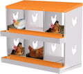 6-Panel Galvanized Steel Nesting Box for Chicken Coop - Removable Drop Tray & Ventilation - Easy Clean Laying Box for Hens, Ducks - Rustproof Design Protects Eggs