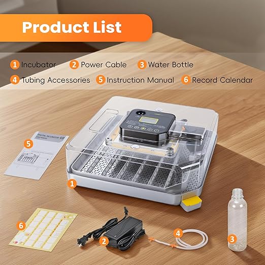 48 Incubators for Hatching Eggs, Egg Incubator with Automatic Egg Turning and Humidity Control, Temp Control, Egg Candler, Auto Water Refilling, Incubator for Chicken Eggs, Duck and Quail Eggs
