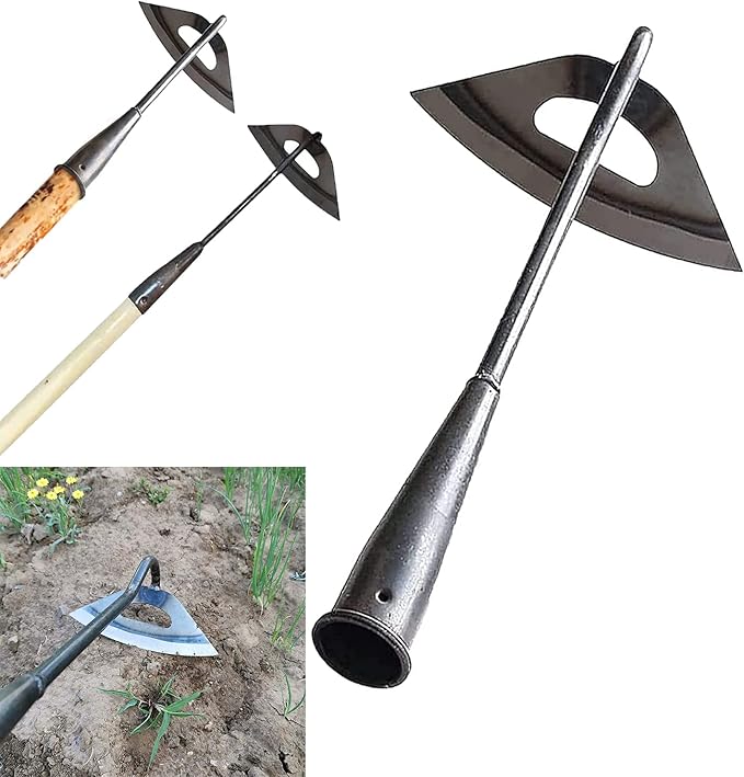 Gardening Tools Hollow Hoe, All-Steel Hardened Hollow Hoe, Sharp Edge Garden Weeding Tools, Hoe Garden Tool Hand Shovel Weed Puller for Backyard Loosening Farm Planting Weeding (For Long Handle)
