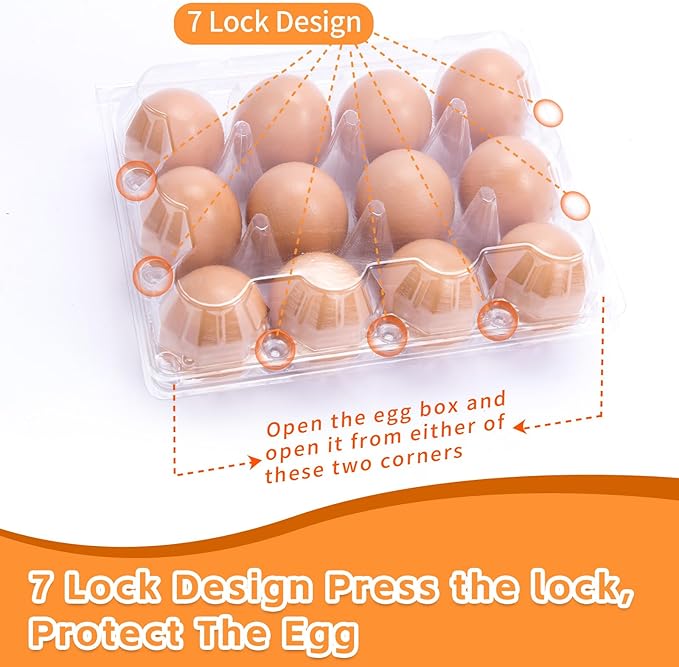 60 Pack 3x4 Clear Plastic Egg Cartons Cheap Bulk 12 Count, Reusable & Sturdy Design Eggs Carton Bulk Perfect for Family, Farm, Markets, Display (Egg Storage Containers)